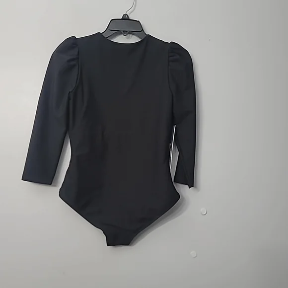 Black Long Sleeve One Piece Swimsuit - Picture 7 of 11